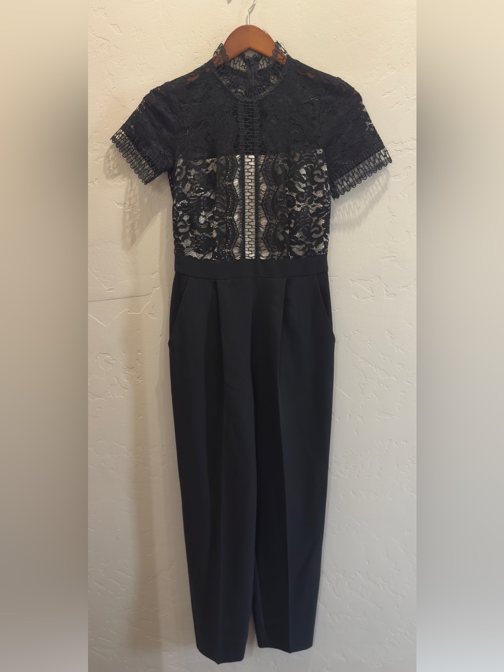 Eliza J Black Lace Jumpsuit Size 0 Cocktail Wedding Guest